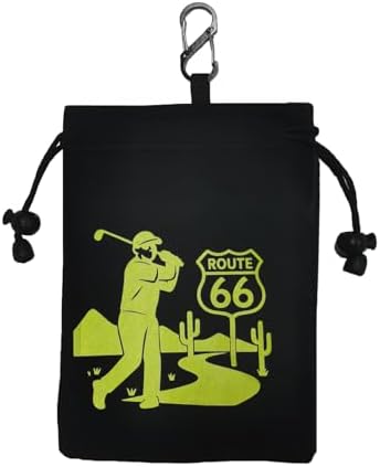 Golf Valuables Pouch with Drawstrings and Detachable Carabiner Golf Ball Bag by ACAdapter