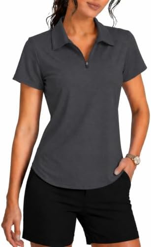 PINSPARK Womens Golf Shirt Short Sleeve Polo UPF 50+ 1/4 Zip Collar Shirt by Pinspark