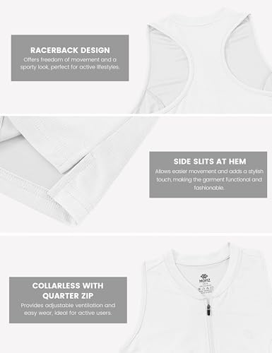 MoFiz Women's Golf Shirts Sleeveless Racerback Polo 1/4 Zip Collarless - Image 6