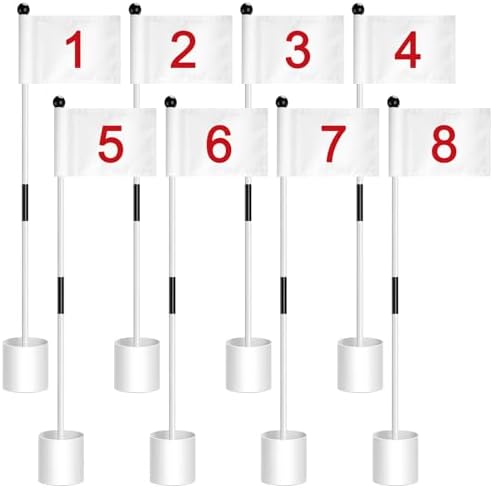 10 Set Golf Flagsticks Putting Green Flags by Hungdao