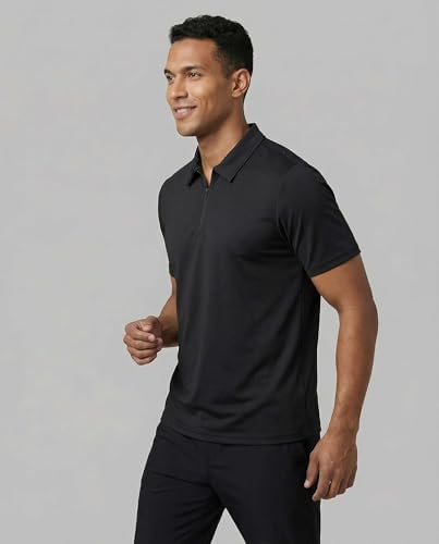 3 Pack Mens Dry Fit Polo Shirts Quarter Zip Short Sleeve Collared Tees Work - Image 3
