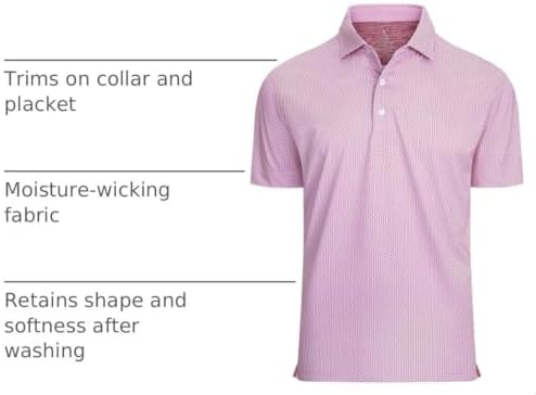 Alex Vando Mens Golf Shirt Moisture Wicking Classic Print Golf Shirts - Image 4