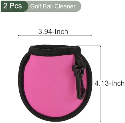YOKIVE 2Pcs Portable Golf Ball Cleaner Pouch Washer Pocket Pink 4.13x3.94 - Image 2