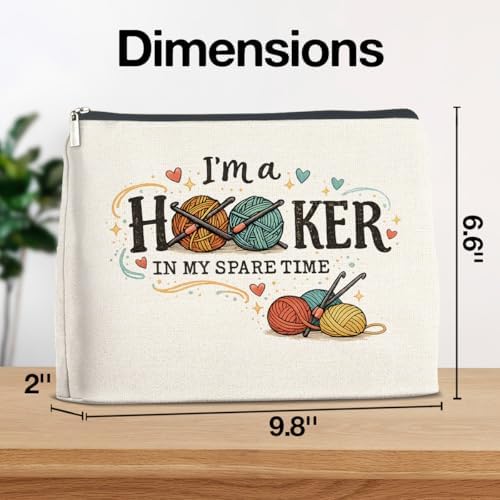 YeleY Funny Crochet Gift Makeup Bag, Yarn Lover Cosmetic Pouch - Image 2