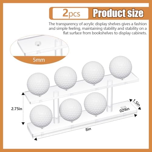 Silipull 2 Pcs Golf Ball Display Rack 8 Balls Clear Acrylic Golf Case Holder - Image 2