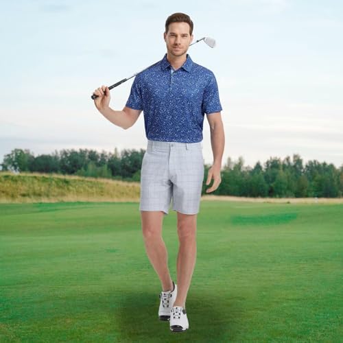 M MAELREG Mens Golf Shirt Short Sleeve Dry Fit Print Moisture Wicking - Image 2