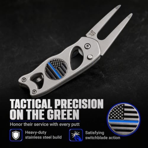 Thin Blue Line Steel Switchblade Golf Divot Repair Tool - Image 3