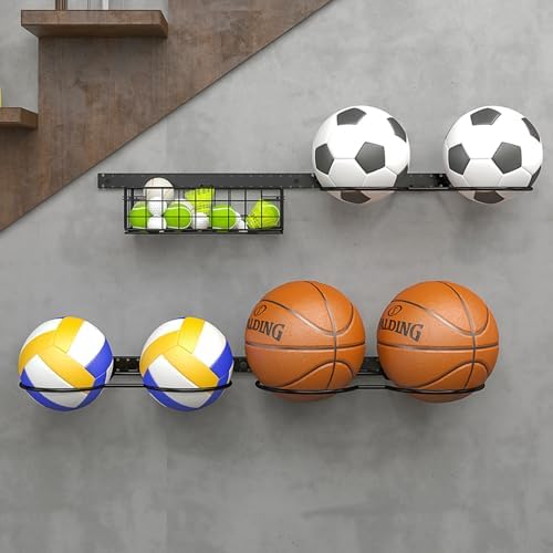 8 Tier Detachable Wall Mounted Basketball Rack, Vertical/Horizontal Football - Image 5