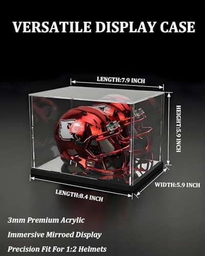 Mini Helmet Display Case with Mirror Back and Base - Image 3