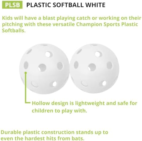 Champion Sports 12" Hollow Plastic Softball Set - Image 5