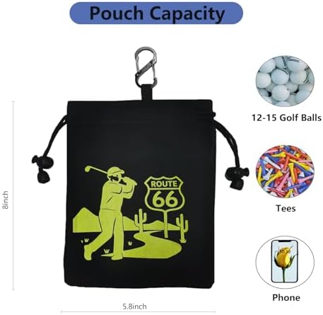 Golf Valuables Pouch with Drawstrings and Detachable Carabiner Golf Ball Bag - Image 3