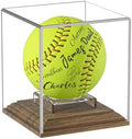Softball Display Case Walnut Wood Base Acrylic Softball Case Display Softball by Hikinlichi