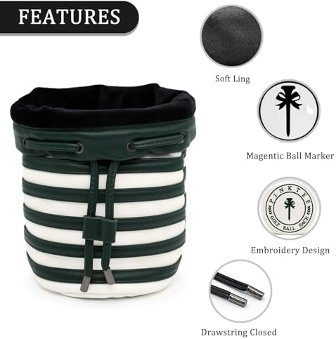 Golf Valuables Pouch with Ball Marker, Leather Drawstring Tee Ball Bag - Image 3