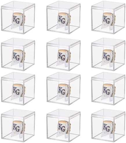 12 Pack Championship Ring Display Case Clear Acrylic Ring Case Display Box by Hooqict