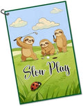 Slow Play Golf Towel with Clip, Funny Sloth Golf Bag Accessories by Unknown