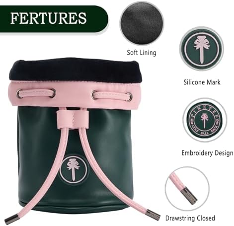 Golf Valuables Pouch with Embroidery, Leather Drawstring Golf Tee Ball Bag - Image 5