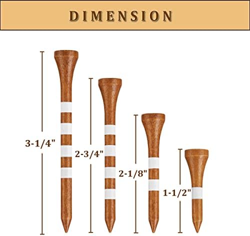MAZEL Natural Wood/Bamboo Golf Tees 2 3/4 Inch & 3 1/4 Inch, Pack 50 or 120 - Image 3