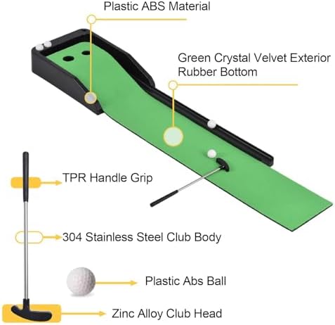 Club Putting Practice Set, Desktop Club Putter Trainer Automatic Return Tracks - Image 3