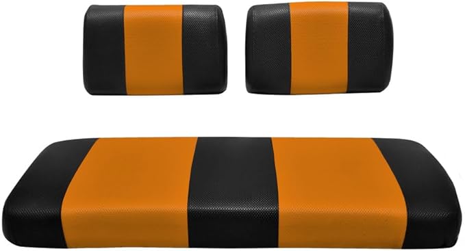 Seat Cover Replacement for Yamaha G-2/G-9 Golf Cart - Front Bench Seat - Premium Marine Vinyl -5 Panel Stitching - Staple On Installation - Two-Tone Golf Cart Seat Covers (Black & Orange)