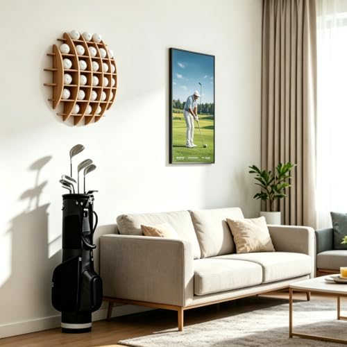 26 Ball Golf Ball Display Case Wall Mounted, 3D Spherical Wood - Image 6