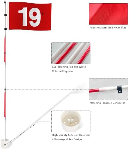 Golf Flagstick 6ft, Portable Putting Green Flag Pole - Image 2
