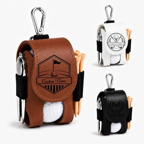 CRME Personalized Leather Golf Ball Pouch Bag by CRME