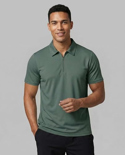 3 Pack Mens Dry Fit Polo Shirts Quarter Zip Short Sleeve Collared Tees Work - Image 2