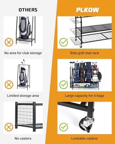 PLKOW Golf Bag Storage Rack for Garage, Golf Equipment Organizer - Image 5