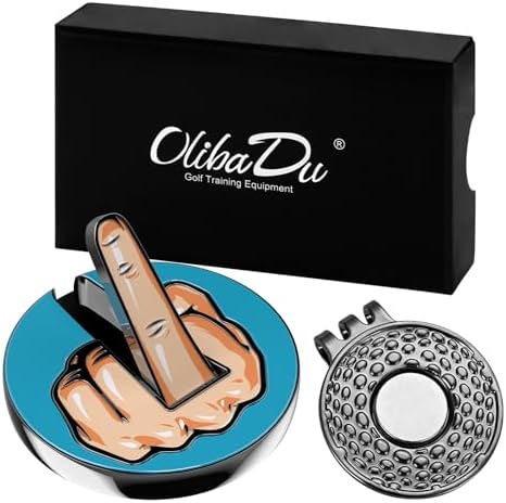 Premium Magnetic Middle Finger Golf Ball Marker Cap Clip Set by OlibaDu