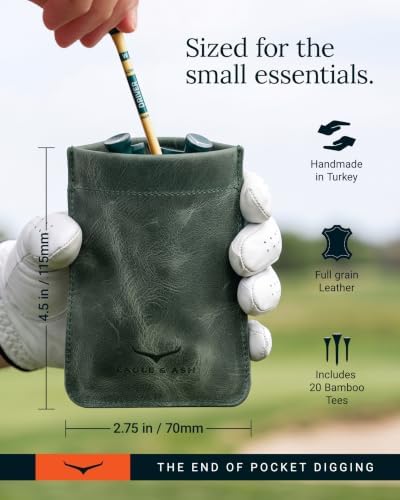 Leather Golf Tee Bag, Valuables Pouch - Image 4