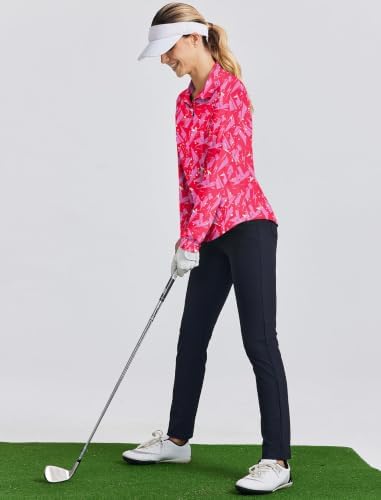 PINSPARK Womens Golf Shirt Long Sleeve Polo Shirts 1/4 Zip Tennis Hiking Tops - Image 5