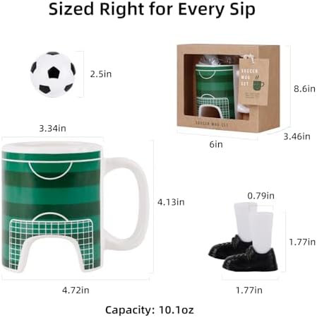 Soccer Mug Set, 10oz Ceramic Cup - Image 2