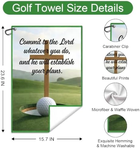 Proverbs 16:3 Commit to The Lord Whatever You Do Printed Golf Towel - Image 2