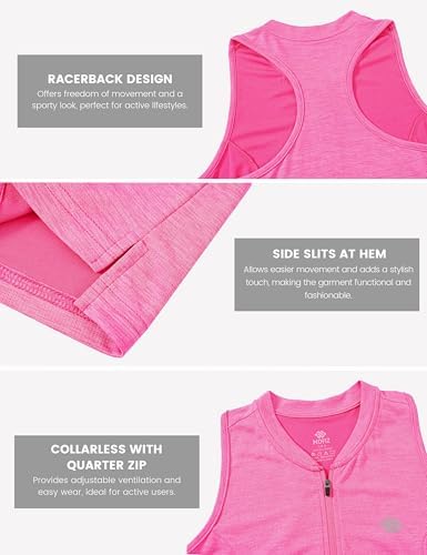 MoFiz Women's Golf Shirts Sleeveless Racerback Polo 1/4 Zip Collarless - Image 5