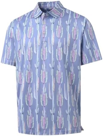 M MAELREG Mens Golf Shirt Short Sleeve Dry Fit Print Moisture Wicking by MAELREG