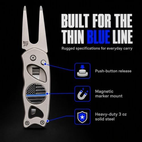 Thin Blue Line Steel Switchblade Golf Divot Repair Tool - Image 4
