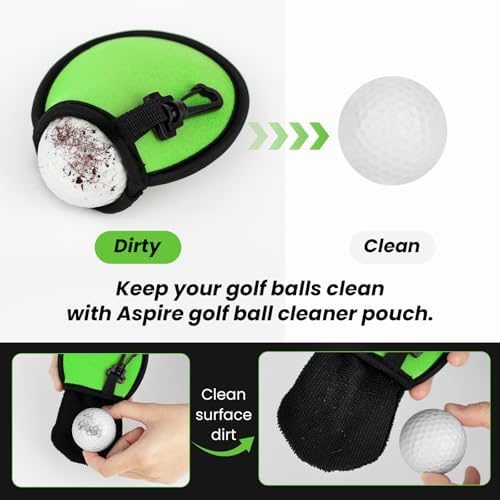Aspire 4 PCS Portable Pocket Golf Ball Washers, Neoprene Golf Ball Cleaner Pouch - Image 5