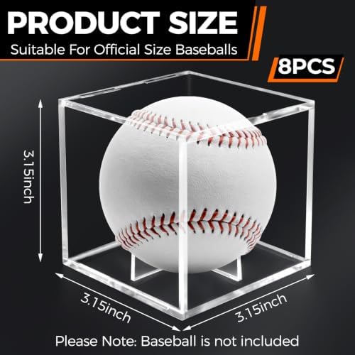 Guirnd 8 Pack Baseball Display Case, UV Protected Acrylic Baseball Holder - Image 2