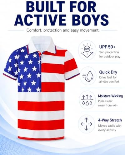 Boys Golf Polo Shirts Short Sleeve Color Contrast 5-14Y - Image 4
