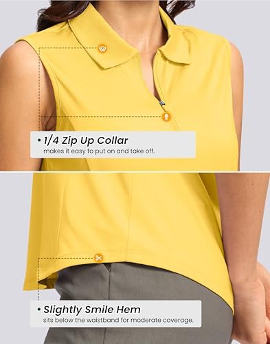 G Gradual Women's Golf Shirts Lightweight 1/4 Zip Collared Tank Top - Image 4
