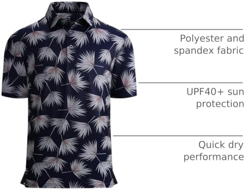 Alex Vando Mens Golf Shirt Moisture Wicking Print Performance Polo Shirt - Image 4