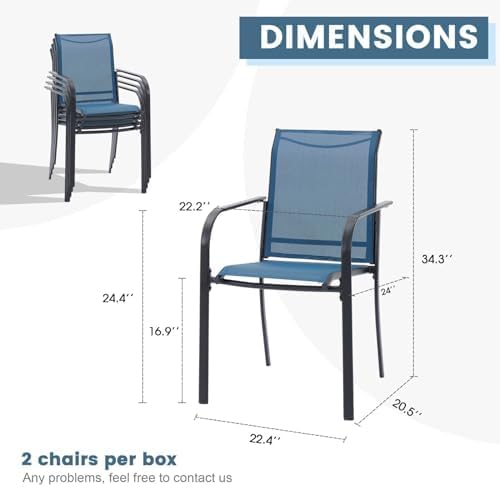 DIFY 2 PCS Patio Dining Chairs, Stackable Outdoor Chairs - Image 3