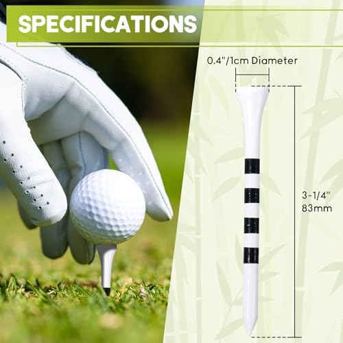 Bamboo Golf Tees 200 Pack 2-3/4 & 3-1/4 inch Length | 4 Line Marking Natrual - Image 2