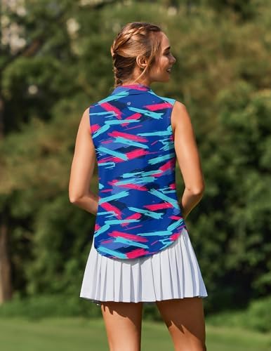 PINSPARK Golf Shirts for Women Sleeveless 1/4 Zip Tennis Polo - Image 2