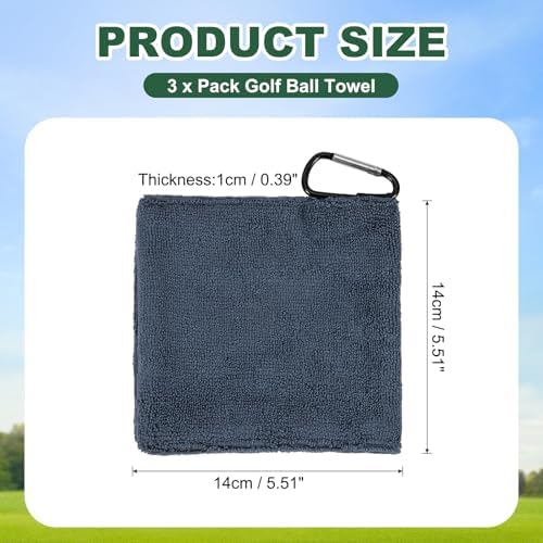 3Pcs Golf Ball Towel 5.5"x5.5" - Image 2