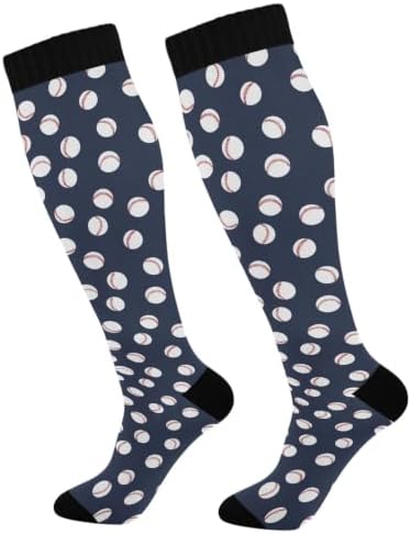 White Baseballs Stitching Compression Sock by Unknown
