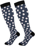 White Baseballs Stitching Compression Sock by Unknown