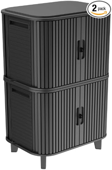 Keter Velo 30 Gallon Outdoor Storage Cabinet, Weather‑Resistant Resin Deck Boxes by Unknown