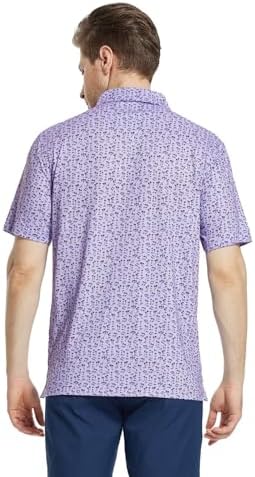 M MAELREG Mens Golf Shirt Short Sleeve Dry Fit Print Moisture Wicking - Image 5