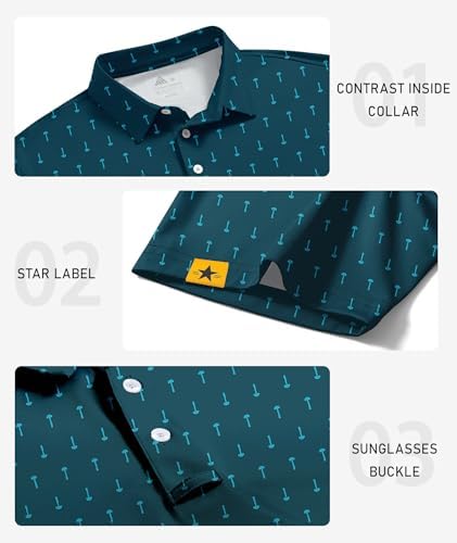 ZITY Mens Golf Polo Shirts Short Sleeve UPF 50+ Moisture Wicking Tshirt - Image 3